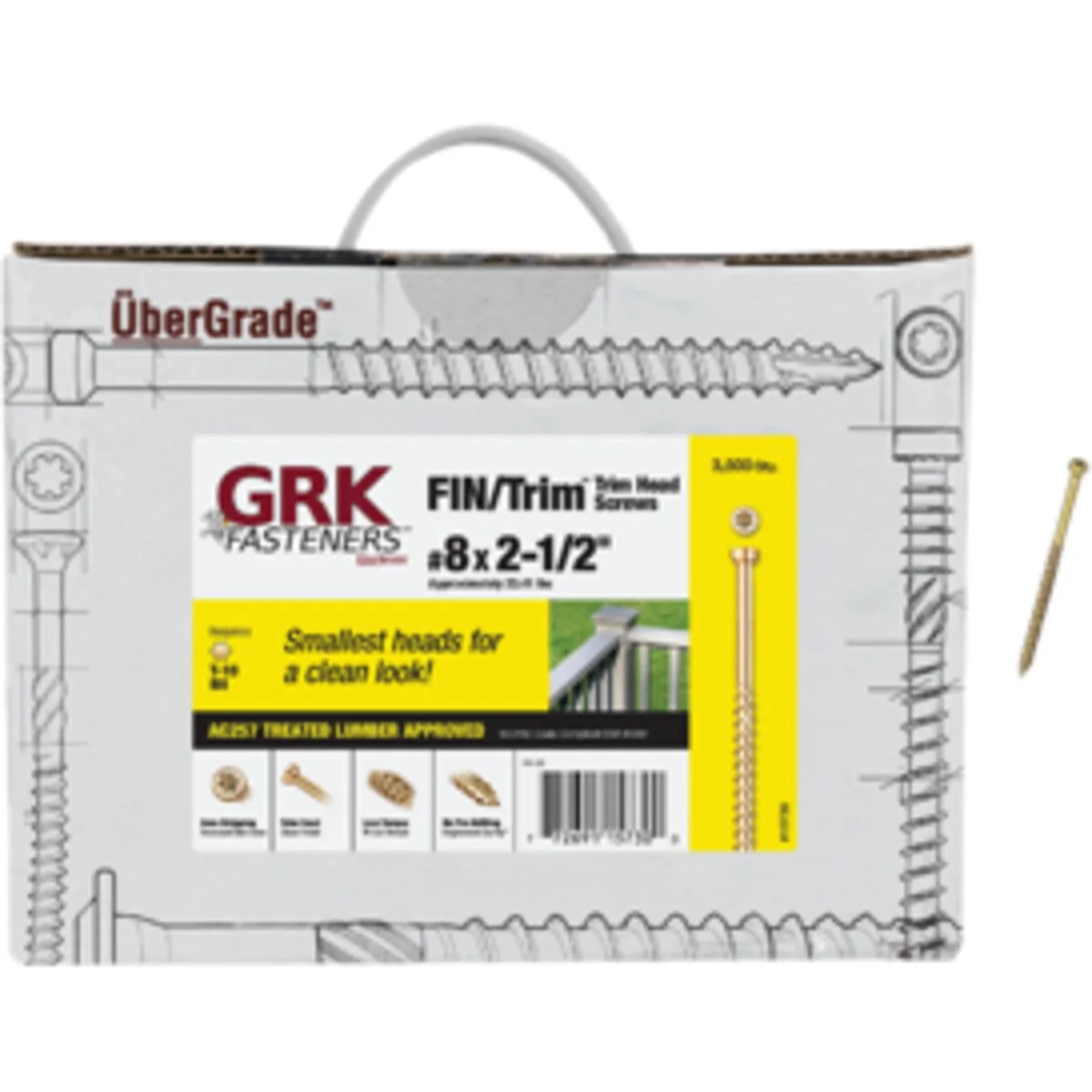 Official GRK 8 x 2-1 2 In. Trim Screws 3500 Ct. Green