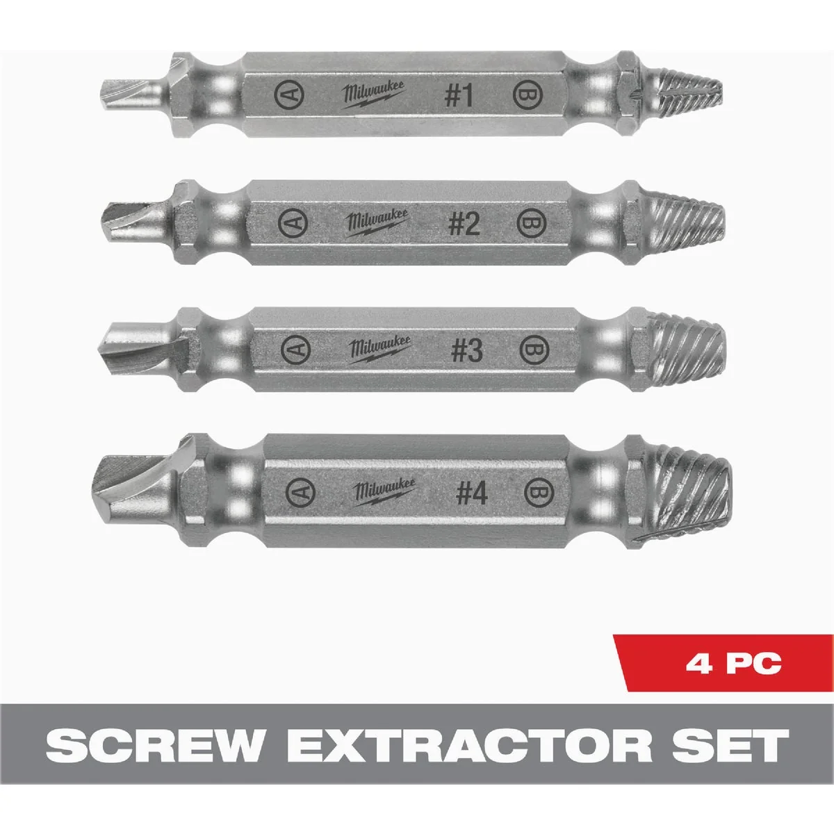 Refined Milwaukee 4-Piece M2 Steel Screw Extractor Set Elegant