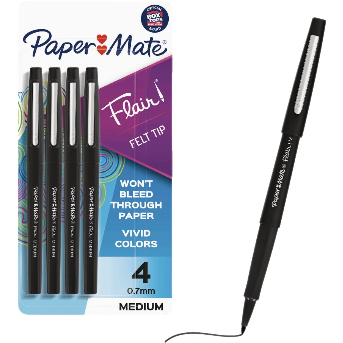 Healthy Paper Mate Flair Black Medium Point Felt Tip Pen 4-Pack Genuine