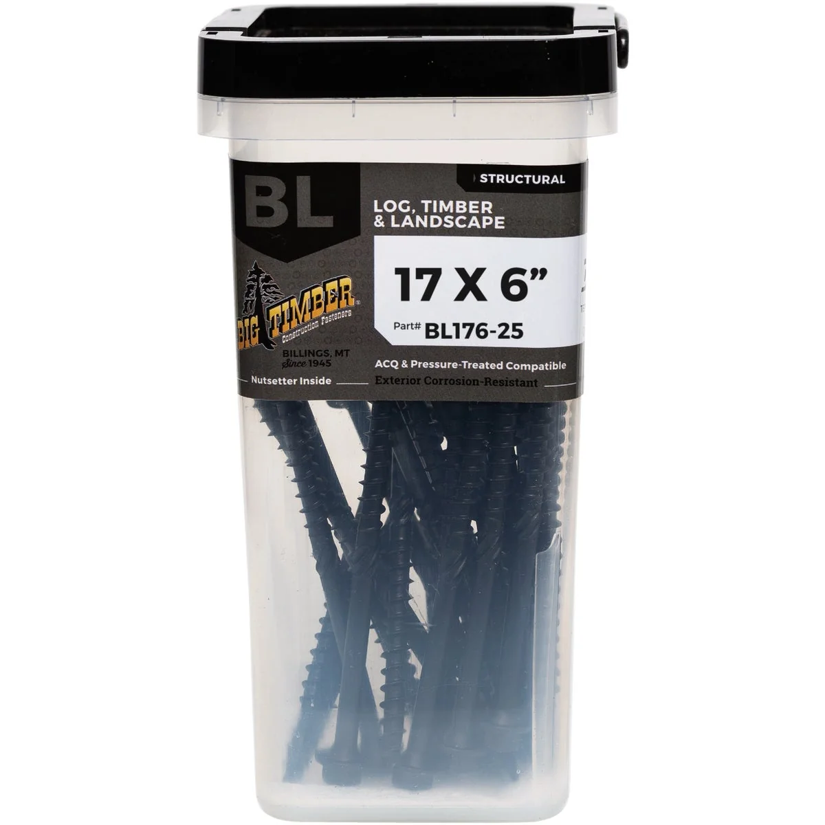 Eco-Friendly Big Timber 17 x 6 In. Hex Head Black Structure Screw 25 Ct. Advanced