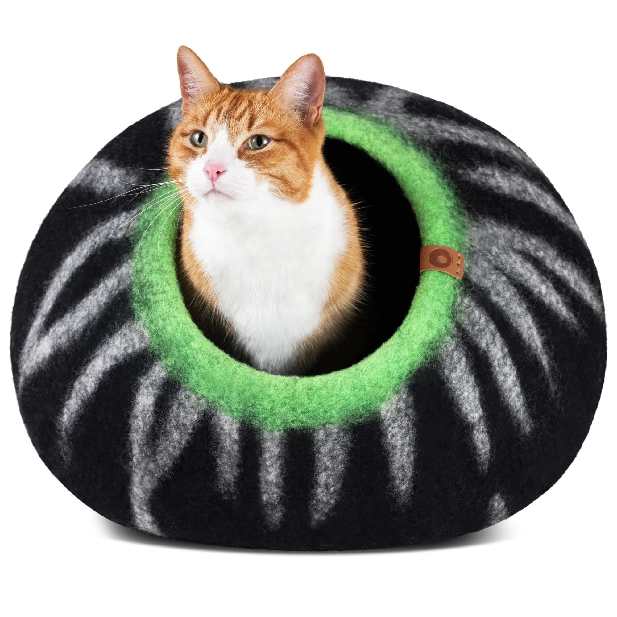Practical MEOWFIA Cat Cave – Premium Merino Wool Felt Cat Bed Medium Shining Tiger Solid