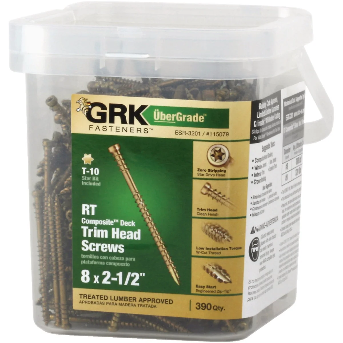 Practical GRK 8 x 2-1 2 In. RT Composite Decking Screws 390 Ct. Genuine