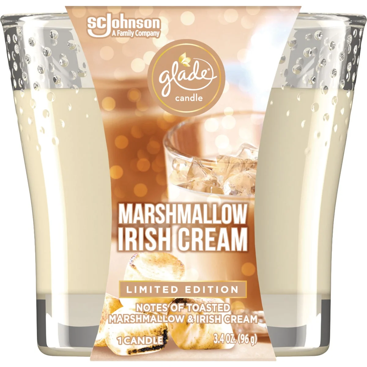 Organic Glade 3.4 Oz. Marshmallow Irish Cream Candle Carefully Designed