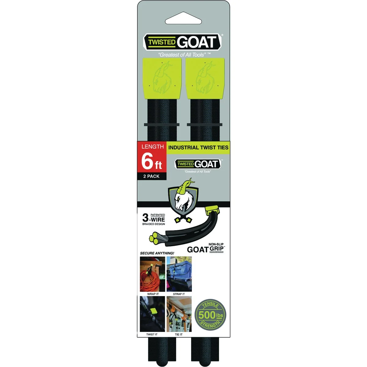 Excellent Twisted GOAT 6 Ft. Industrial Twist Ties 2-Pack Durable