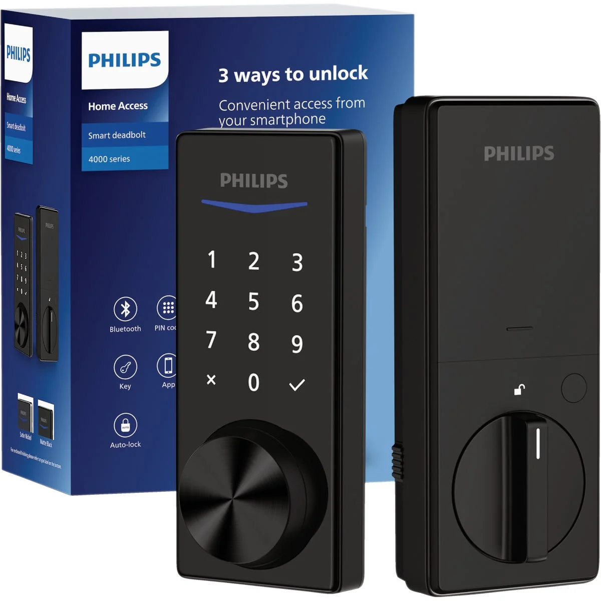 Excellent Philips Bluetooth Touchscreen Electronic Deadbolt with Wifi Bridge Matte Black Top-Quality