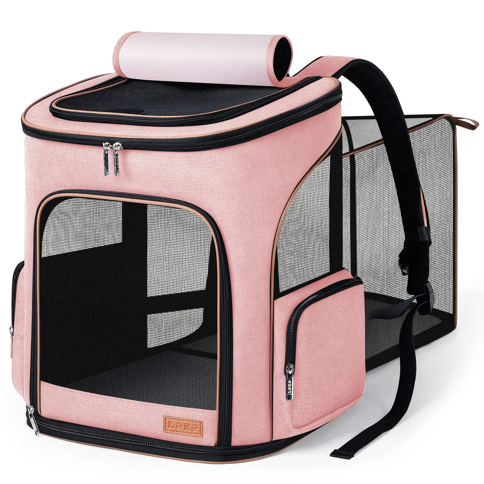 Natural Lekereise Pet Carrier Backpack Expandable – Pink Up to 25 lbs Stylish