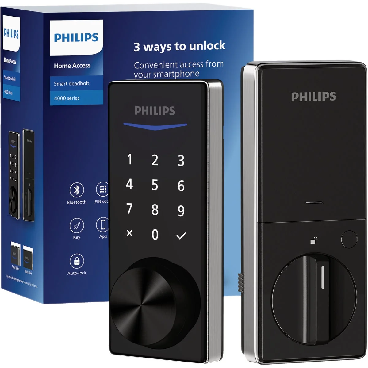 High-End Philips Bluetooth Fingerprint Touchscreen Electronic Deadbolt Satin Nickel Effective