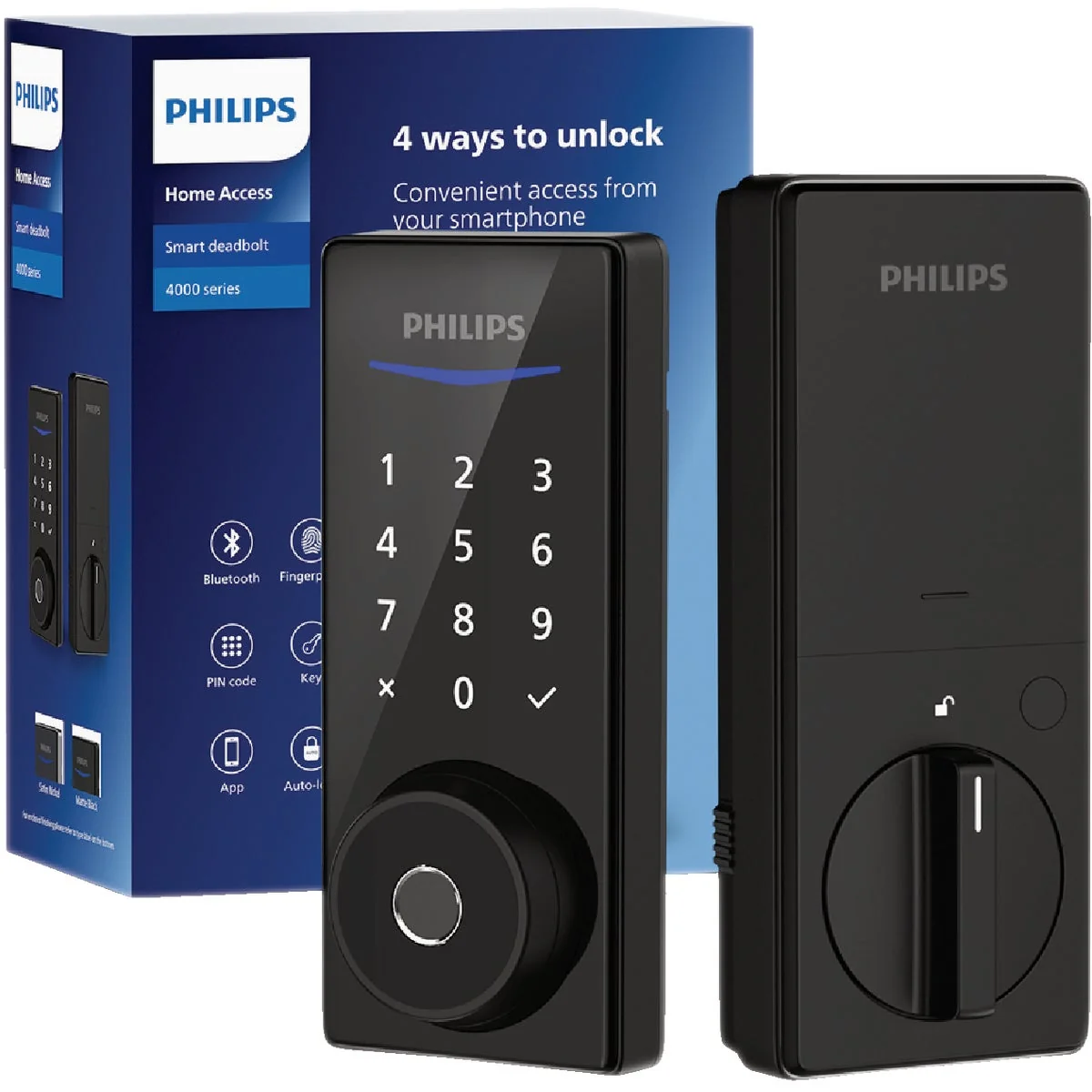 Superior Philips Bluetooth Fingerprint Touchscreen Electronic Deadbolt Matte Black High-Grade