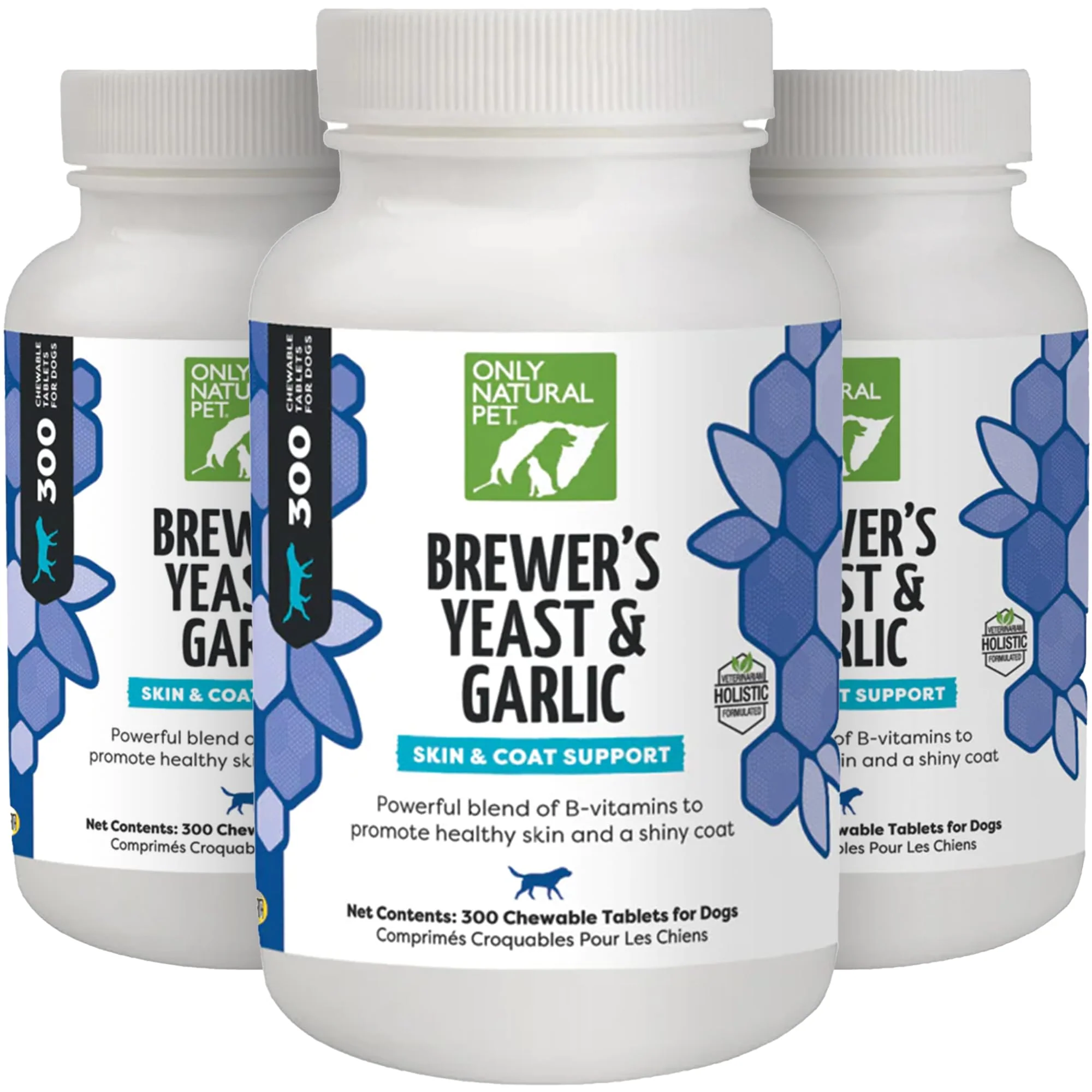 Elite Only Natural Pet Brewer's Yeast Garlic Chewables – All-Natural Flea Tick Prevention for Dogs 300 Count 3 Pack Flexible