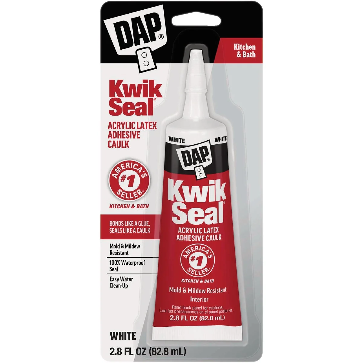 Green DAP Kwik Seal 2.8 Oz. White Kitchen Bath Adhesive Caulk High-Grade