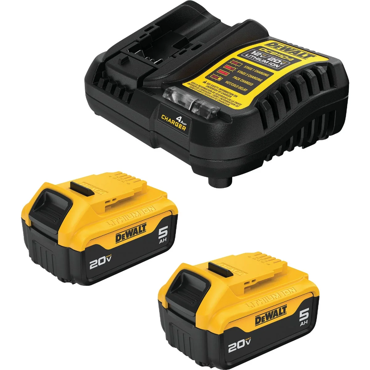 Elite DEWALT 20V MAX Premium Lithium-Ion 2 5.0 Ah Battery Pack Charger Kit Carefully Designed