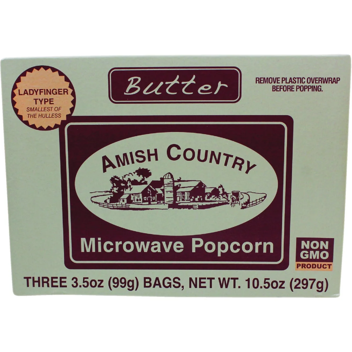 Functional Amish Country Popcorn 3 Pack Ladyfinger Butter Microwave Popcorn Healthy