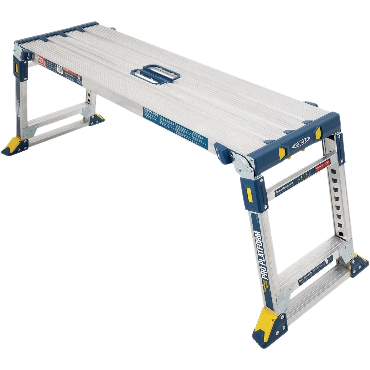 Dependable Werner Aluminum Pro Work Adjustable Platform With 300 Lb. Load Capacity Easy-to-Use