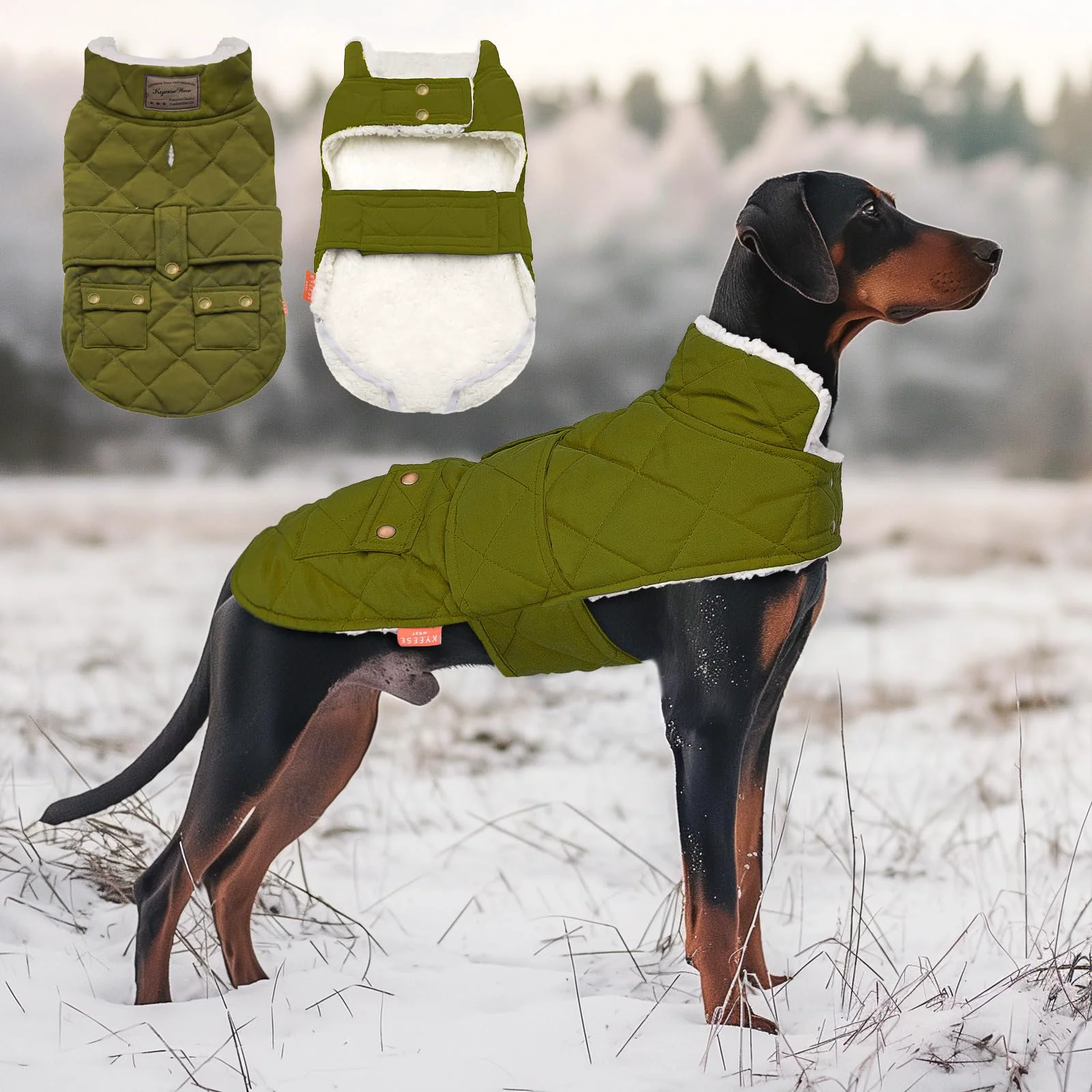 Elite KYEESE Thick Winter Dog Coat – Waterproof Fleece-Lined Jacket with Leash Hole Pocket S-3XL Top-Quality
