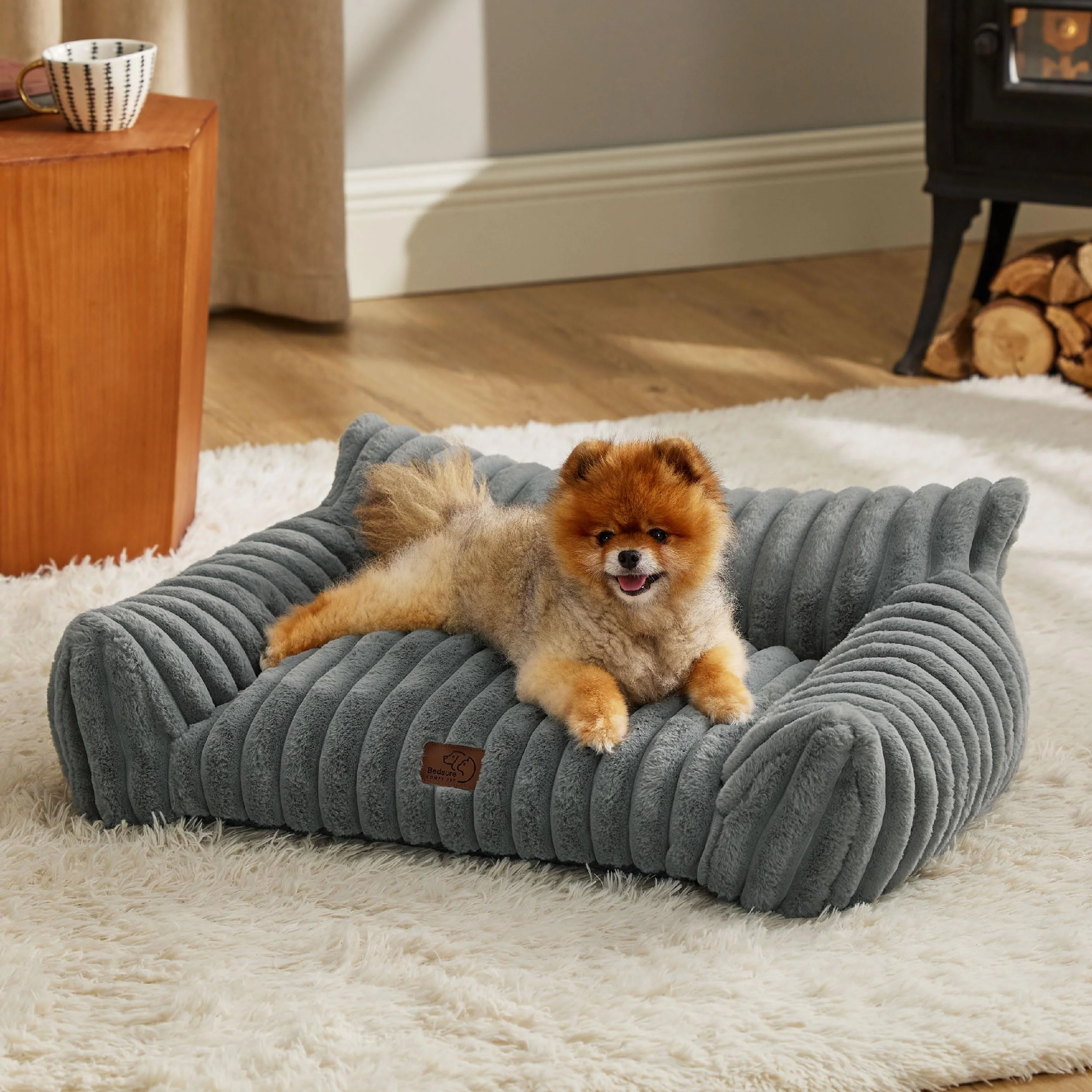 Premium Bedsure Cute Cat Couch for Pets - 30-Inch Warm Grey Pet Sofa with Removable Cover World-Class