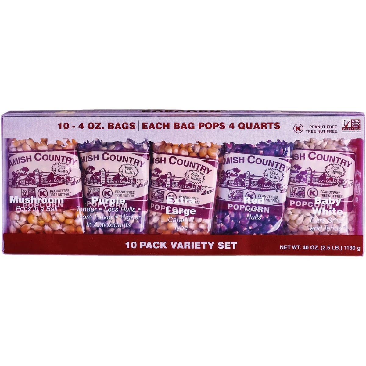 Genuine Amish Country Popcorn 10 Count 4 Oz. Variety Pack Practical