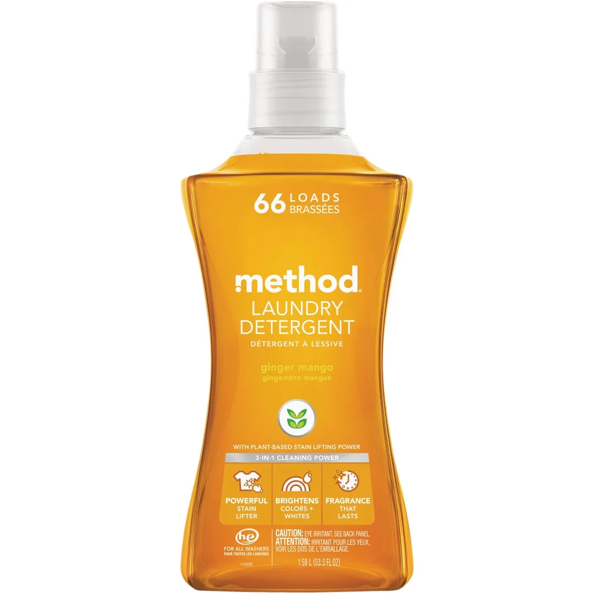 Premium Material Method 53.5 Oz. Ginger Mango Liquid Laundry Detergent Crafted