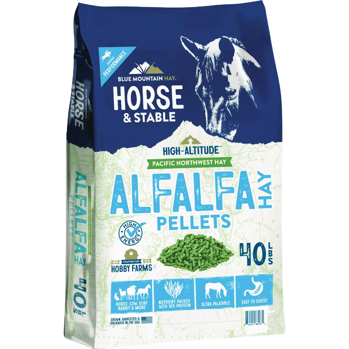Elite Blue Mountain Hay High Altitude 40 Lb. Alfalfa Hay Pellets Smart