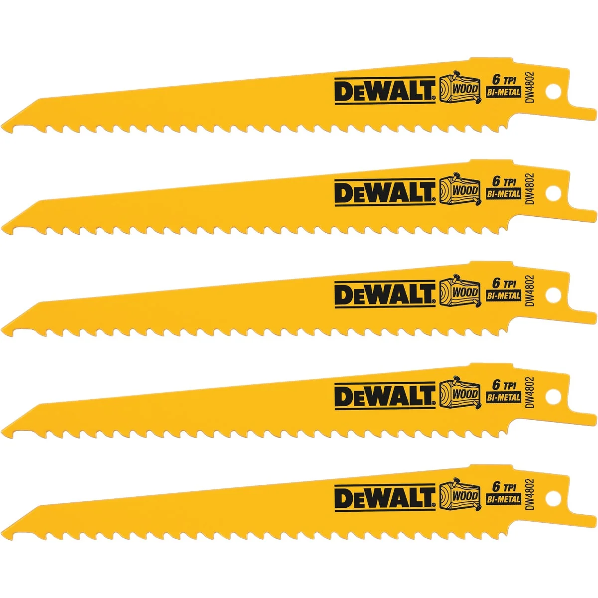 Flexible DEWALT 6 In. 6 TPI Taper Back Bi-Metal Reciprocating Saw Blade 5-Pack Enhanced