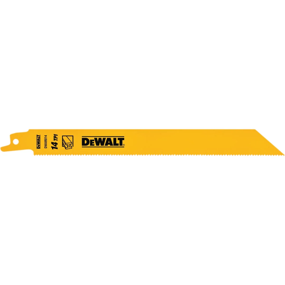 Pure DEWALT 8 In. 14 TPI Bi-Metal Metal Reciprocating Saw Blade 5-Pack Solid