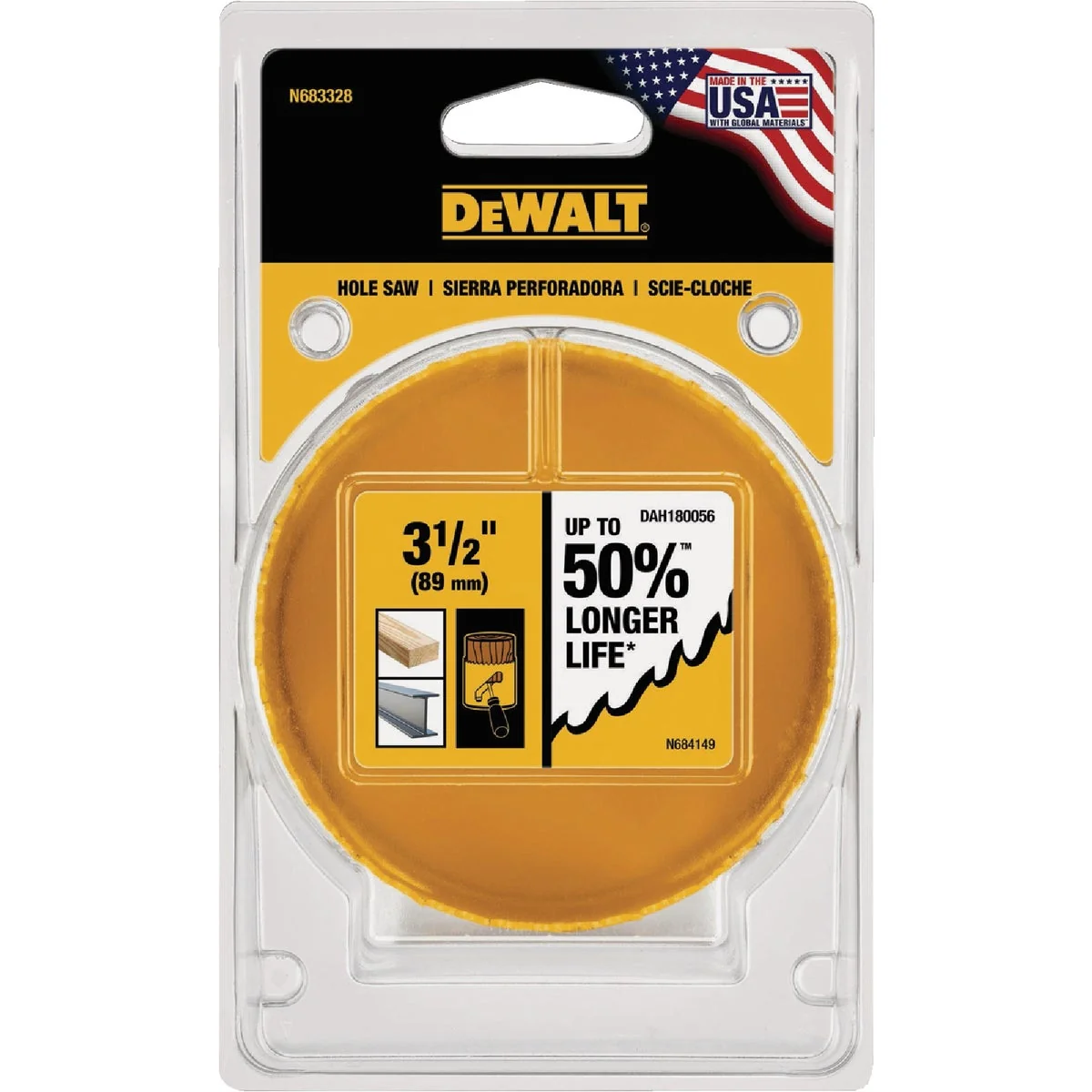 Professional DEWALT 3-1 2 In. Bi-Metal Hole Saw Convenient