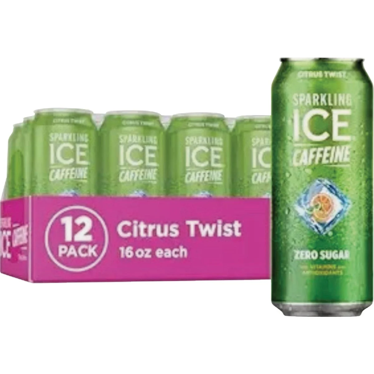 Solid Sparkling Ice 16 Oz. Sparkling Water Caffeine Citrus Twist Detailed