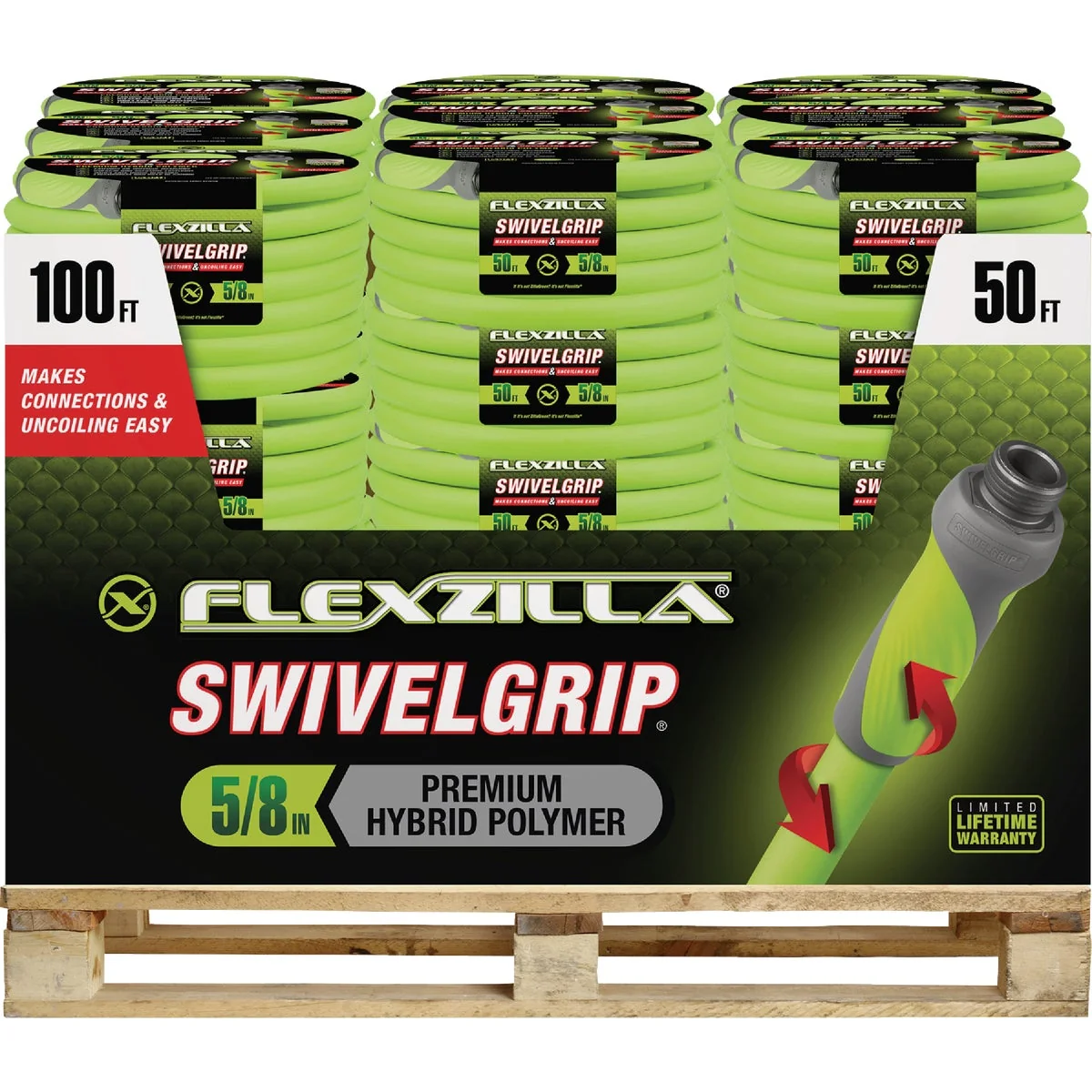 Soft Flexzilla SwivelGrip 30-Piece 50 Ft. 100 Ft. Assorted Garden Hoses Pallet Elegant