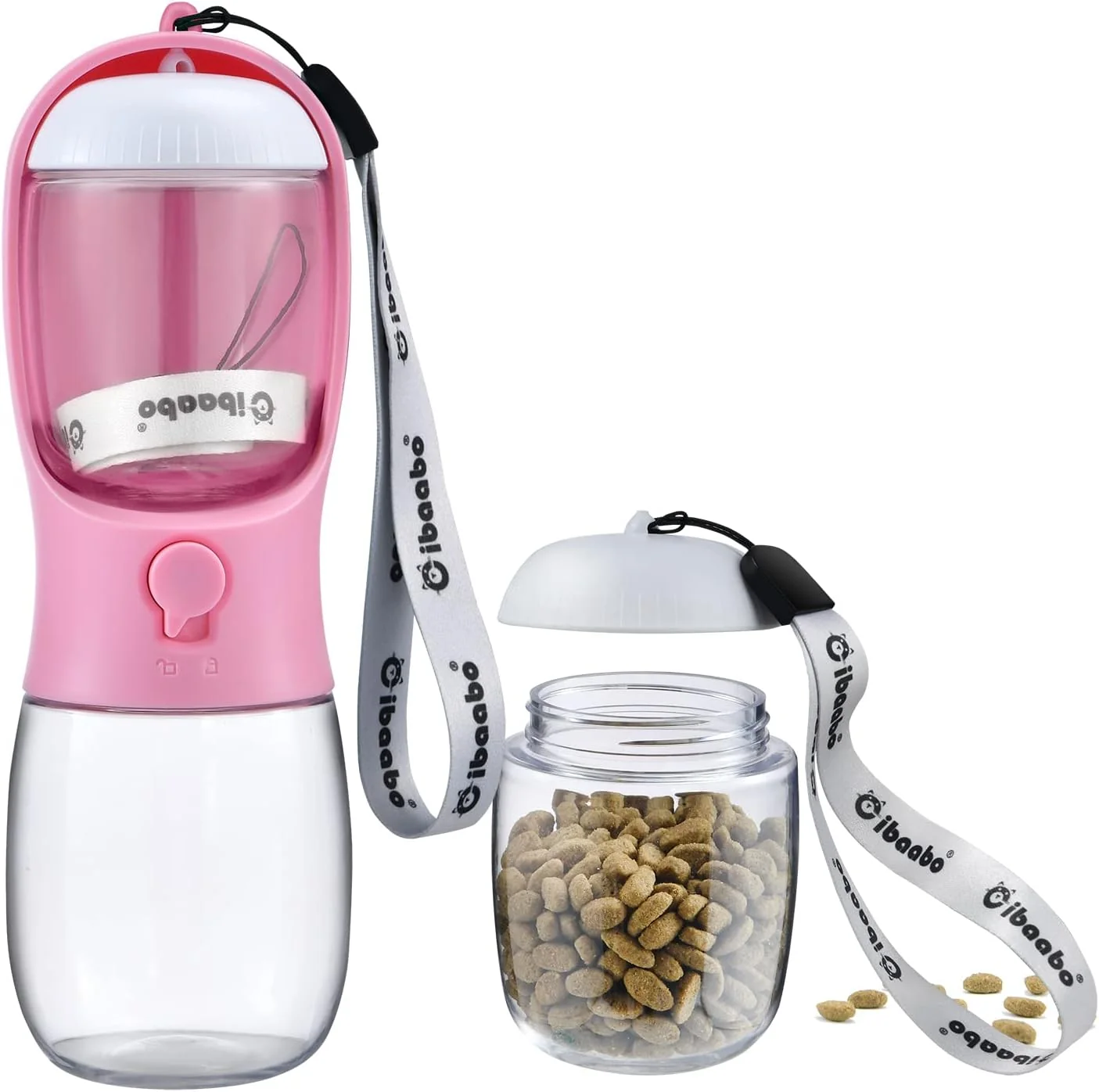 Reusable Dog Water Bottle with Food Container Travel Puppy Water Bowl Portable Pet Dispenser Girl Dog Accessories Stuff Items Essentials Necessities for Yorkie Chihuahua Cat Walking and Hiking Soft