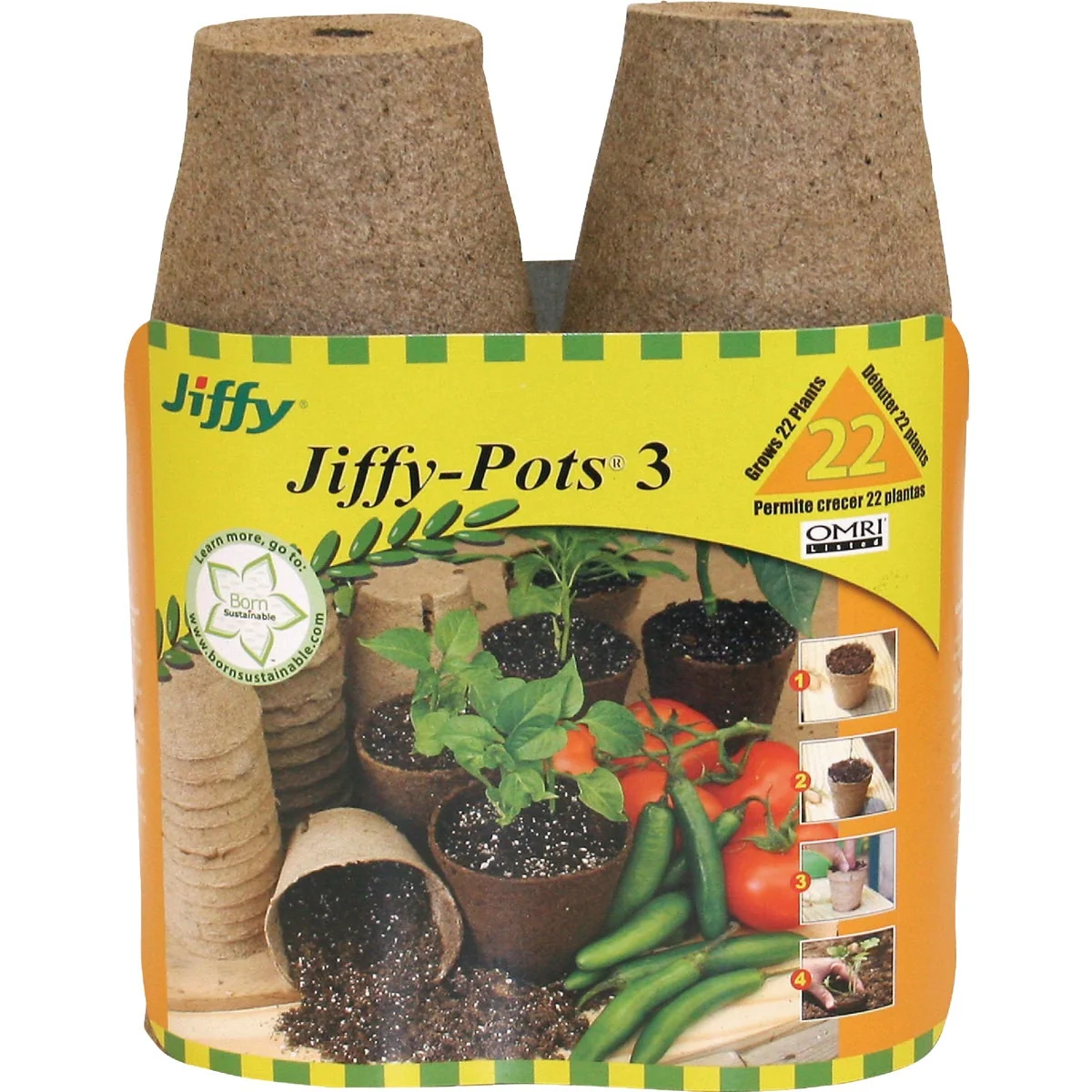 First-Class Jiffy 3 In. W. Round Peat Pot 22-Pack Natural