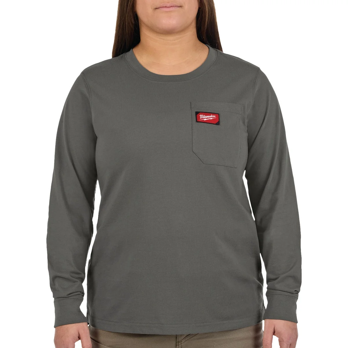 Quality Milwaukee GRIDIRON Women's Large Gray Long Sleeve Pocket T-Shirt Specialty