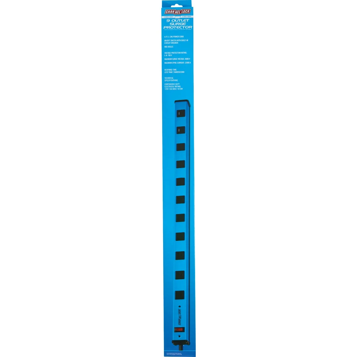 Refined Channellock 9-Outlet 4 USB Blue Power Station First-Class