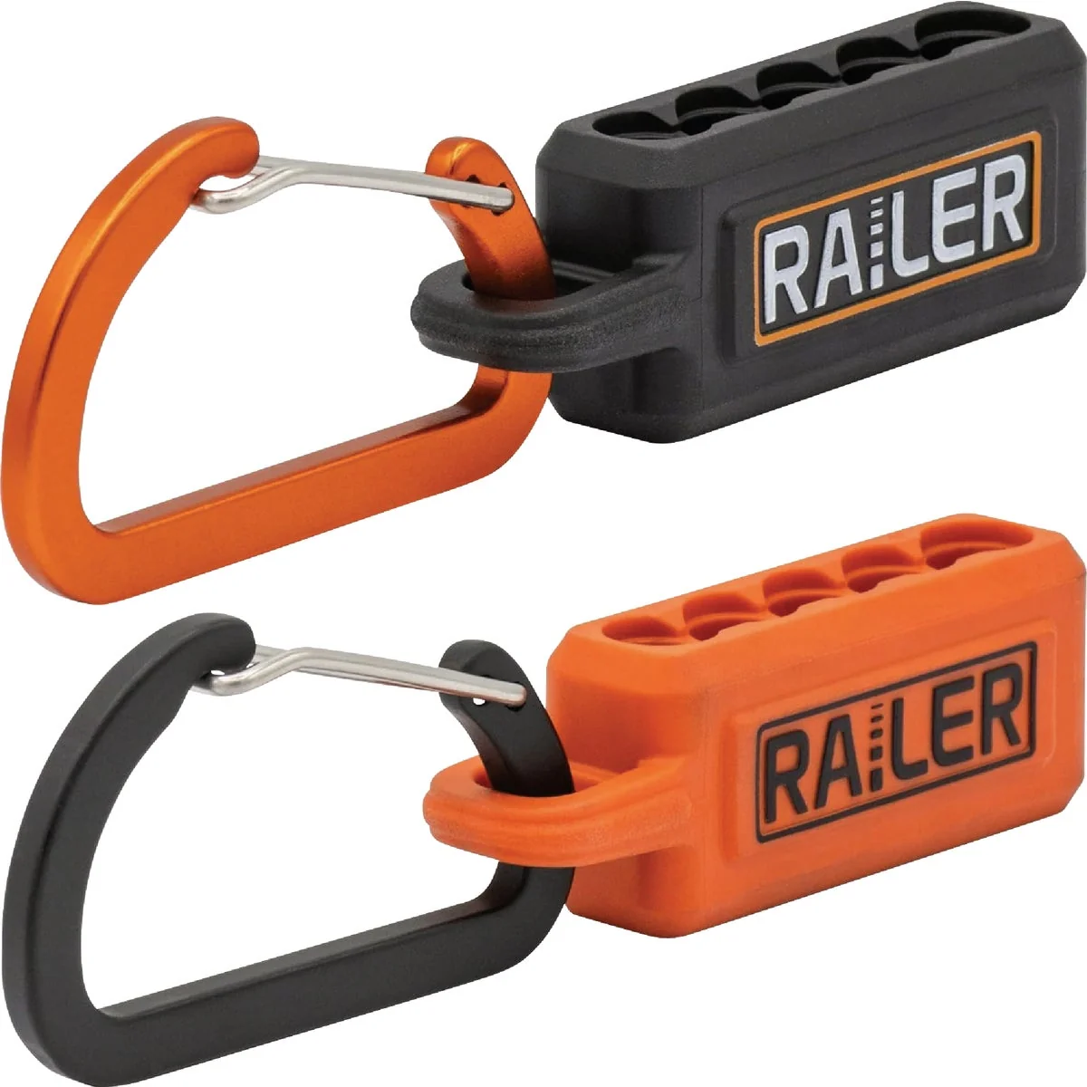 Exclusive Railer 5-Hole Micro Bitrail Orange Black Bit Holder with Carabiner 2-Pack Fine