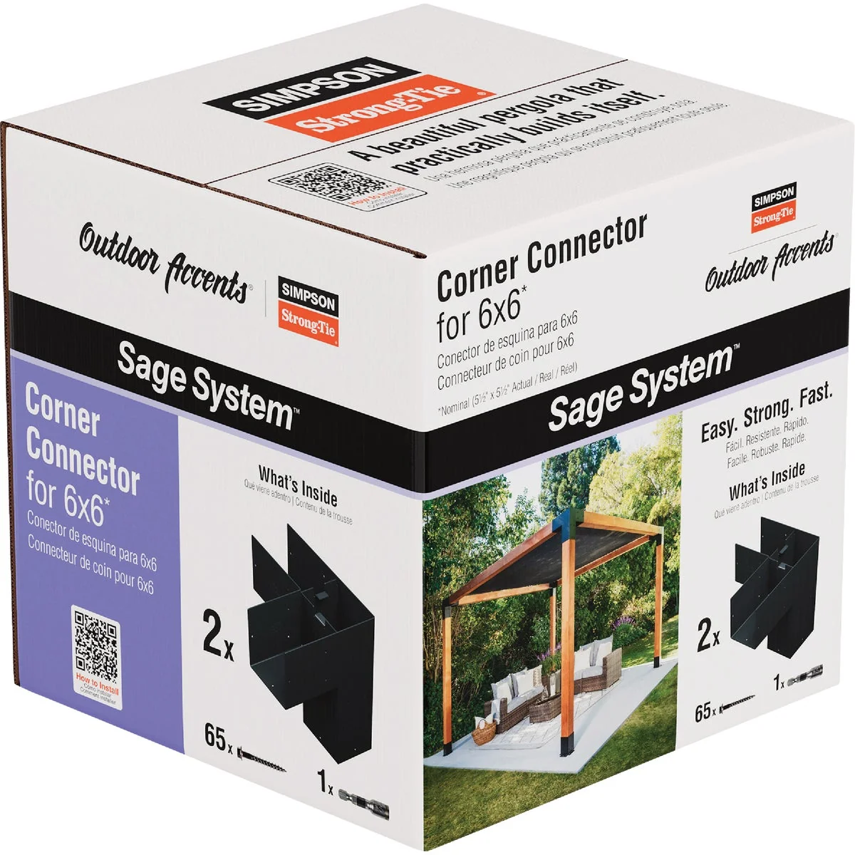 Excellent Simpson Strong-Tie Outdoor Accents Sage System Black Powder-Coated Corner Connector for 6x6 with Screws 2-Pack Secure