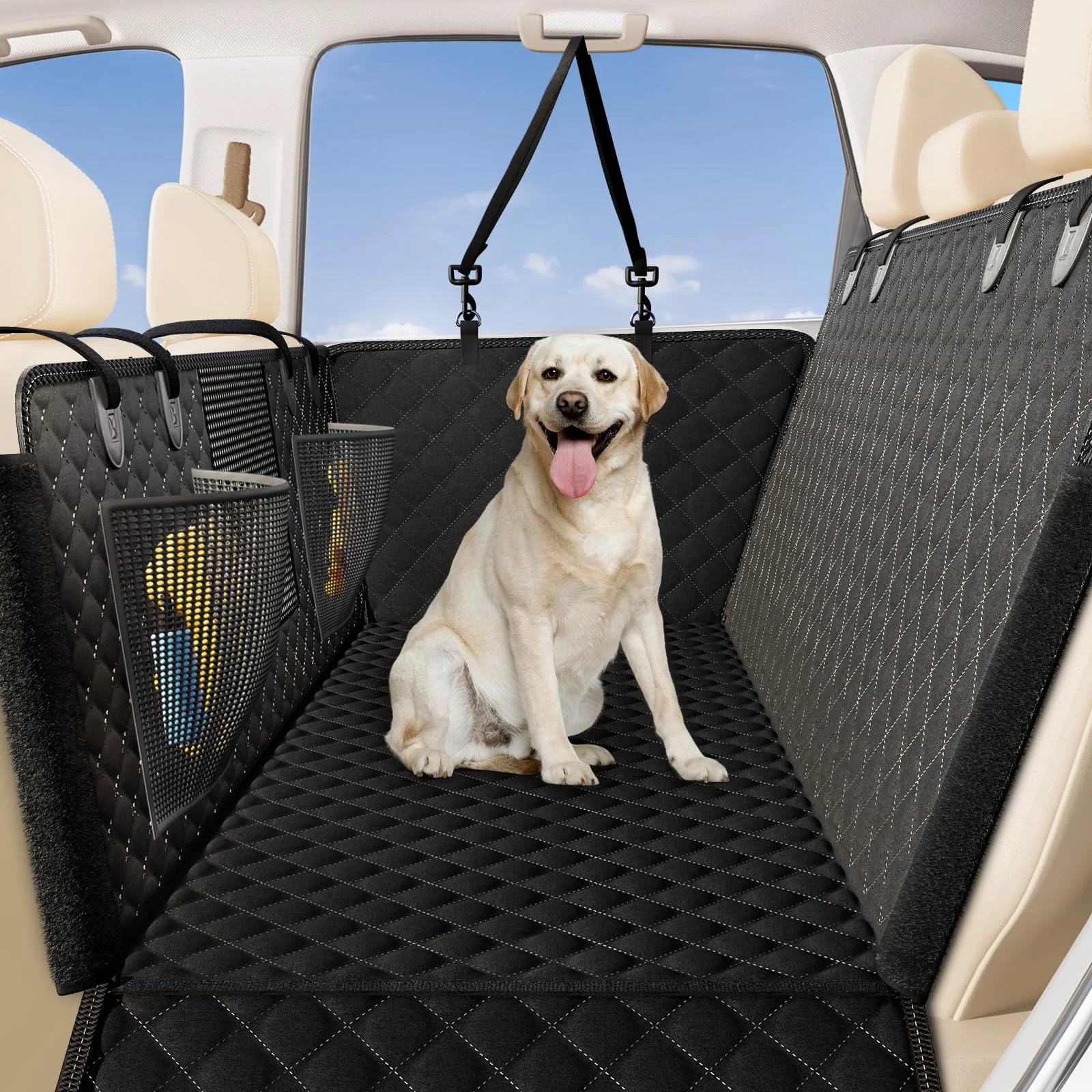 Long-Lasting Zanch 2025 Upgrade Dog Car Seat Cover — Waterproof Anti-Scratch Non-Slip Hammock Effective