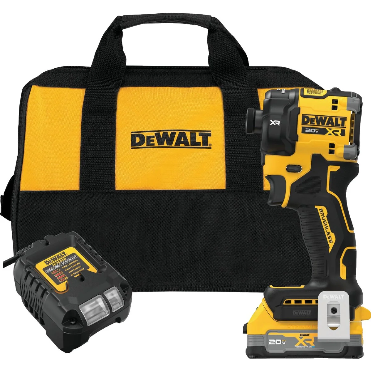 Refined DEWALT 20V MAX XR 1 4 In. Quite Hydraulic Brushless Cordless Impact Driver Kit with XR POWERSTACK Battery Charger Trusted