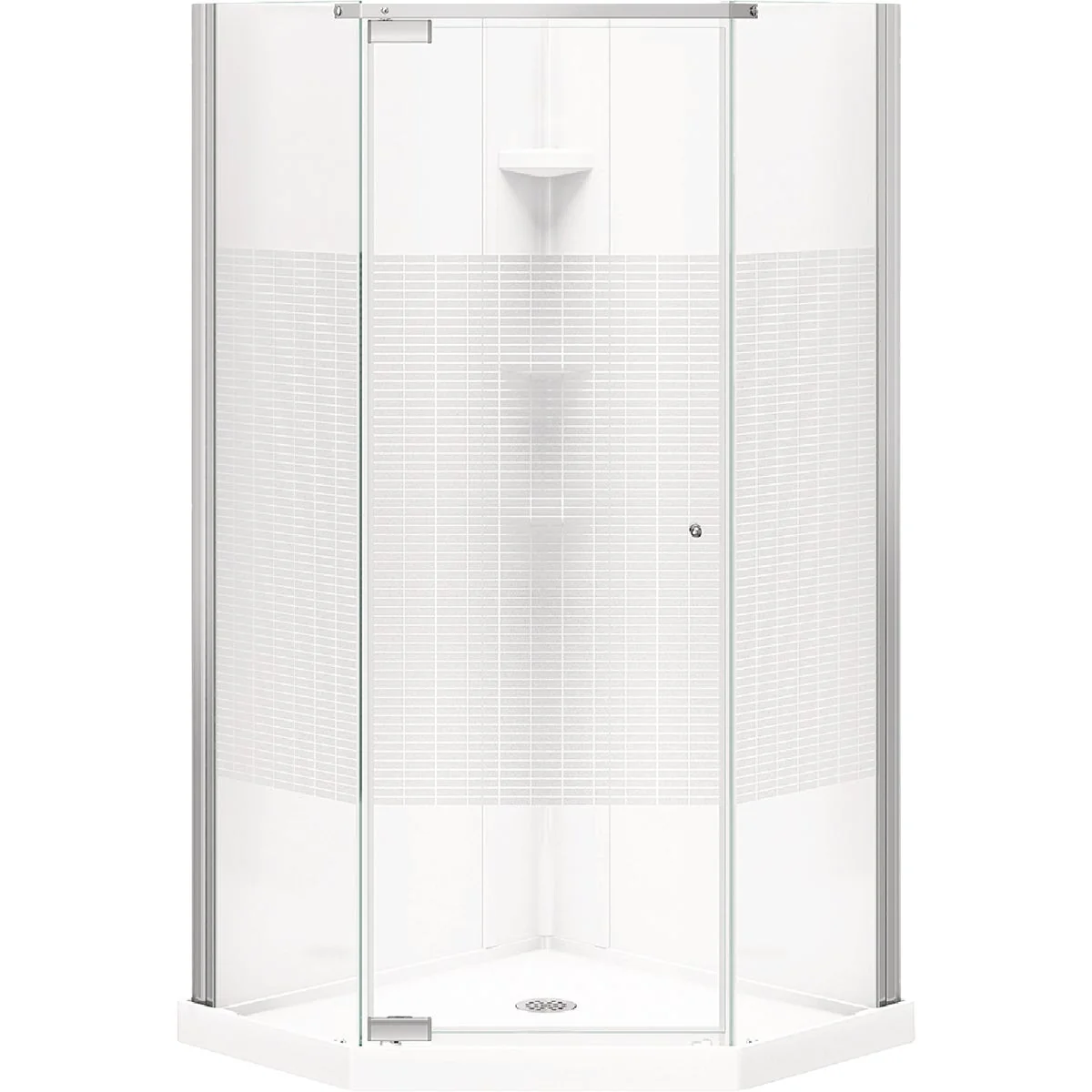 Elite Maax Begonia Carbon 36 In. L x 36 In. D x 72 In. H Polystyrene Center Drain Shower Kit in White with Carbon Glass in Chrome Professional