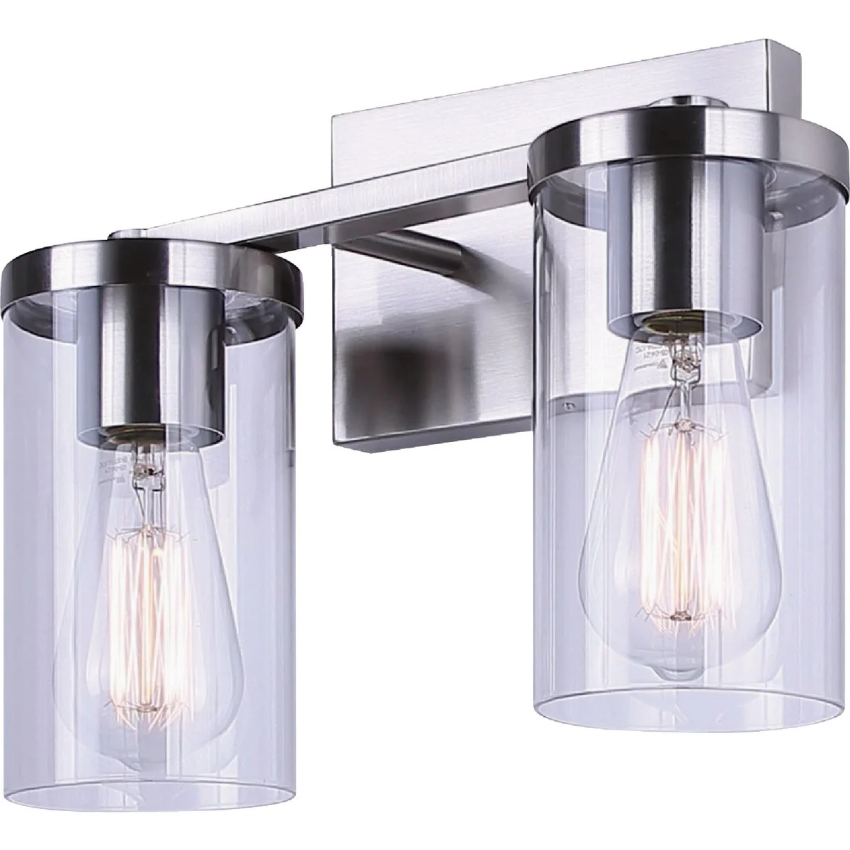 Fine Crafted Canarm Britton 2-Light Brushed Nickel Vanity Bath Light Fixture Clear Glass World-Class