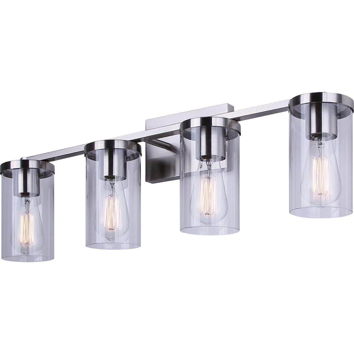 Detailed Canarm Britton 4-Light Brushed Nickel Vanity Bath Light Fixture Clear Glass Clean