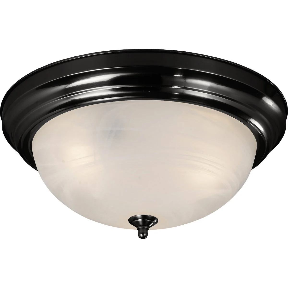 Secure Canarm 15 In. 3-Light Black Alabaster Glass Flush Mount Ceiling Light Fixture Contemporary