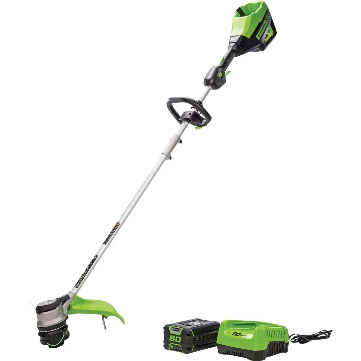 Optimized Greenworks 80V 16 In. Cordless String Trimmer Kit with 2.0 Ah Battery 4A Charger Long-Lasting