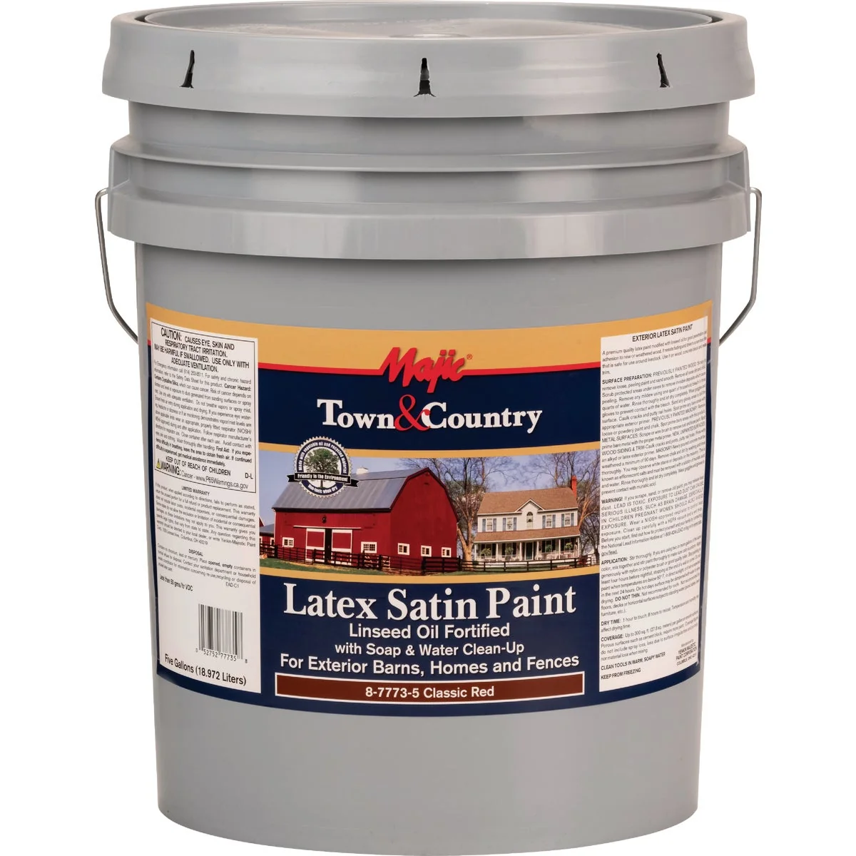Unique MAJIC Town Country Exterior Latex Satin Paint Classic Red 5 Gal. Green