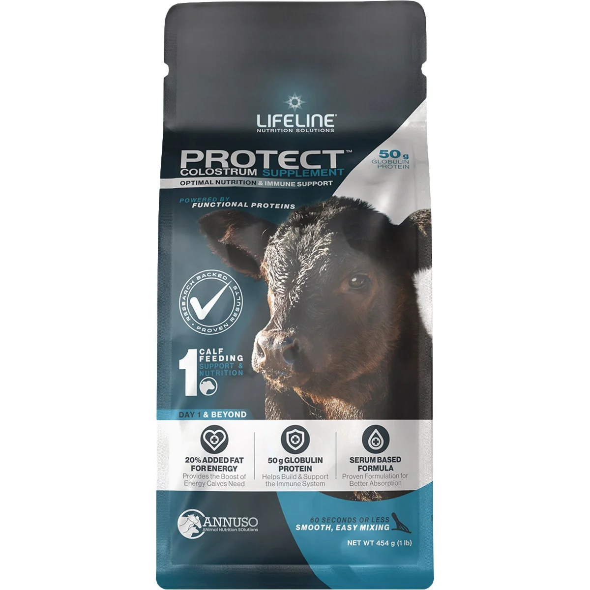 Excellent LifeLine Protect 1 Lb. 50G Globulin Protein Colostrum Supplement for Calves Enhanced