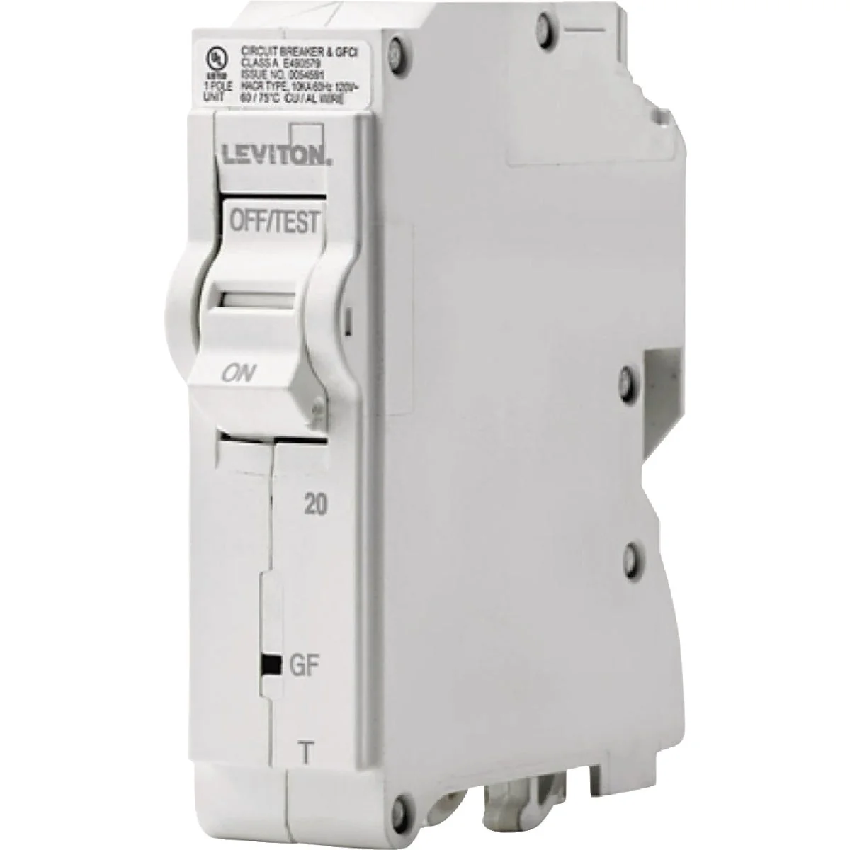 Practical Leviton 20A Single-Pole Plug-On GFCI White Branch Circuit Breaker High-Performance