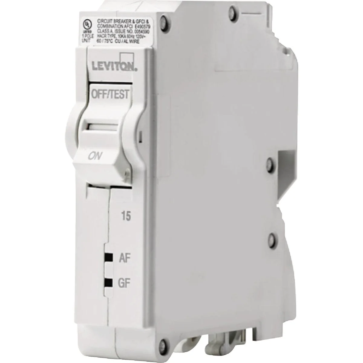 Expertly Made Leviton 15A 1-Pole Hydraulic Magnetic Trip Plug-On AFCI GFCI White Branch Circuit Breaker Excellent