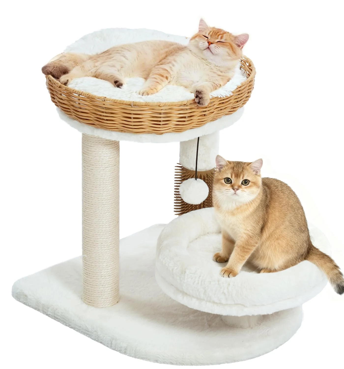 Healthy Made4Pets PE Rattan Cat Tree Tower – 18in Kitten Cat Tree with Basket Bed Scratching Post Unique