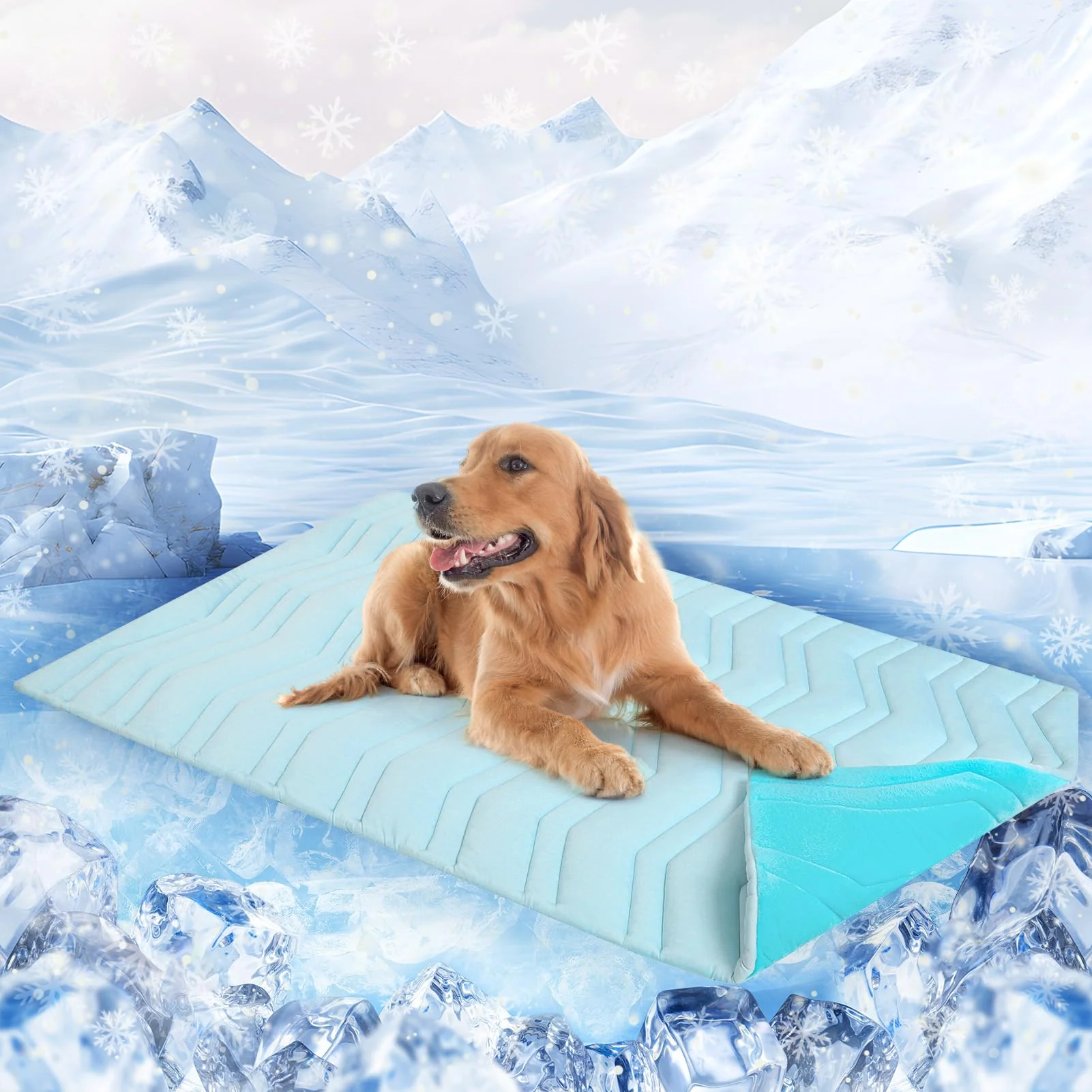 Healthy SCENE 59x40 Dog Cooling Mat – Self-Cooling Reversible Cool Warm Pad for Crate Fast