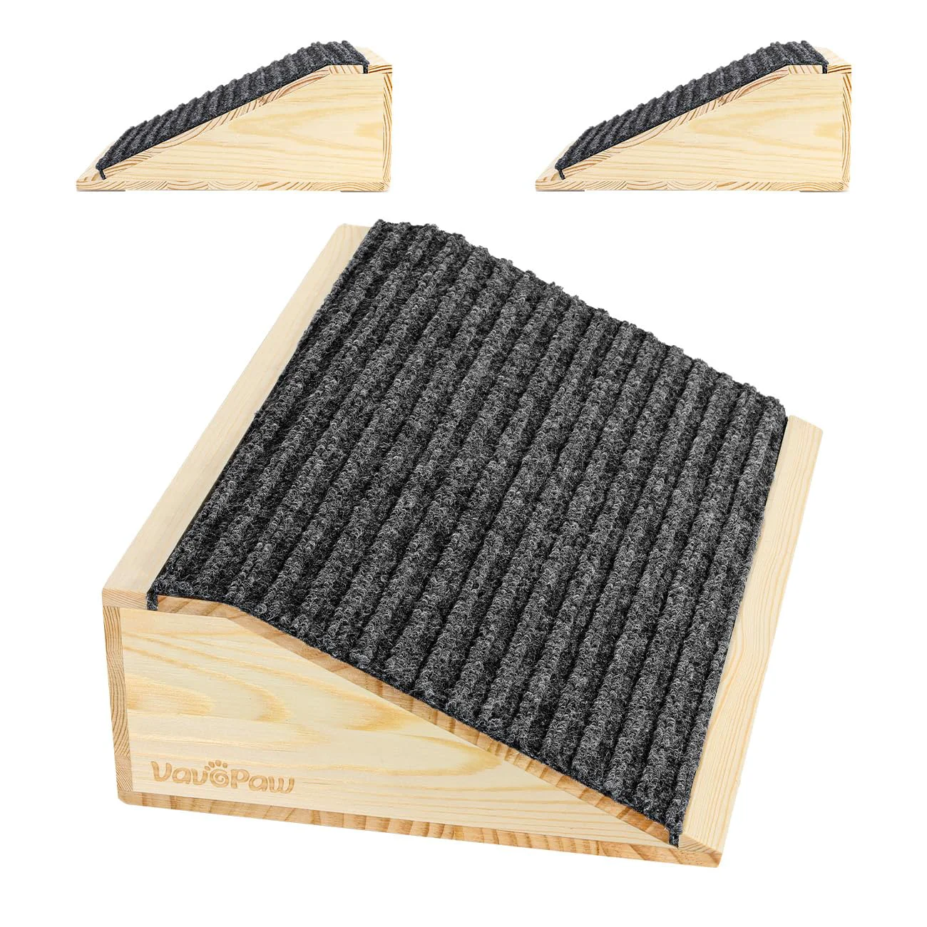Responsible VavoPaw Dog Ramp for Stairs — Non-Slip Wooden Pet Steps 70kg Capacity 26° Slope 2 Pack Light Wood Casual