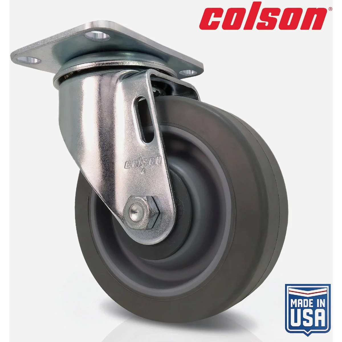 High-Quality Colson 4 In. Gray TPR Swivel Plate Caster Authentic