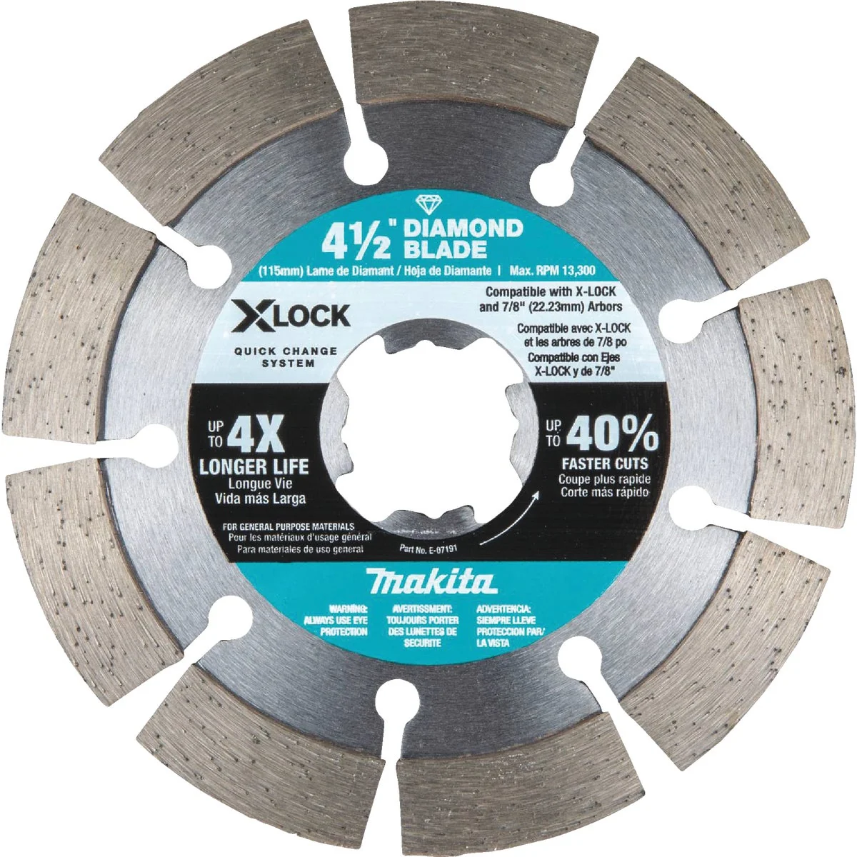 Elite Makita X-LOCK 4-1 2 In. Segmented Rim Dry Wet Cut Diamond Blade Versatile