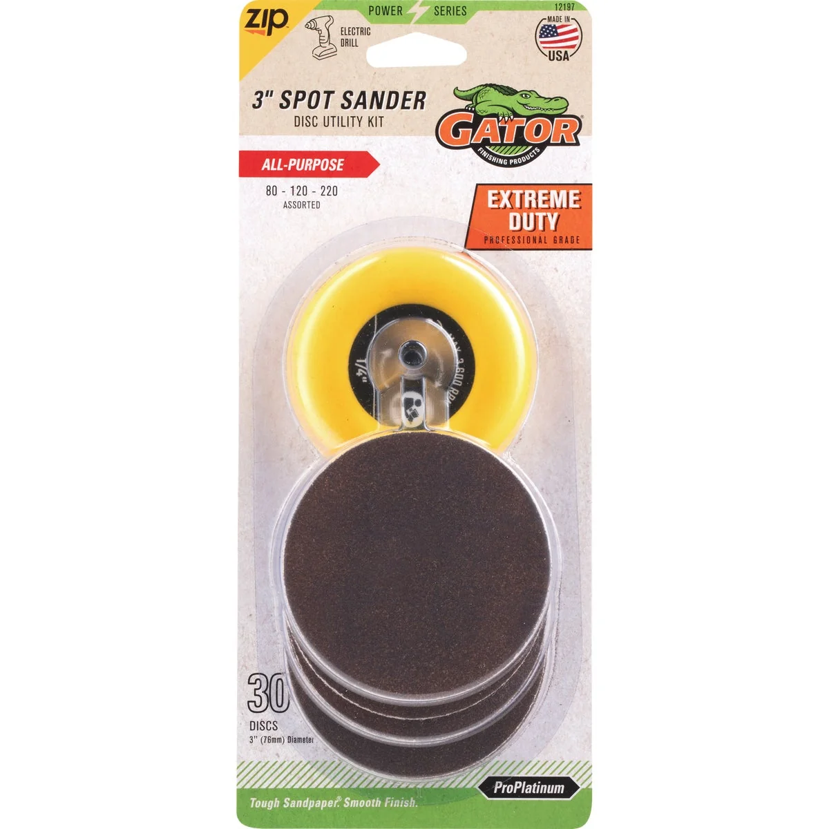 Fine Crafted Gator 3 In. Spot Sander Kit with 30 Discs Classic